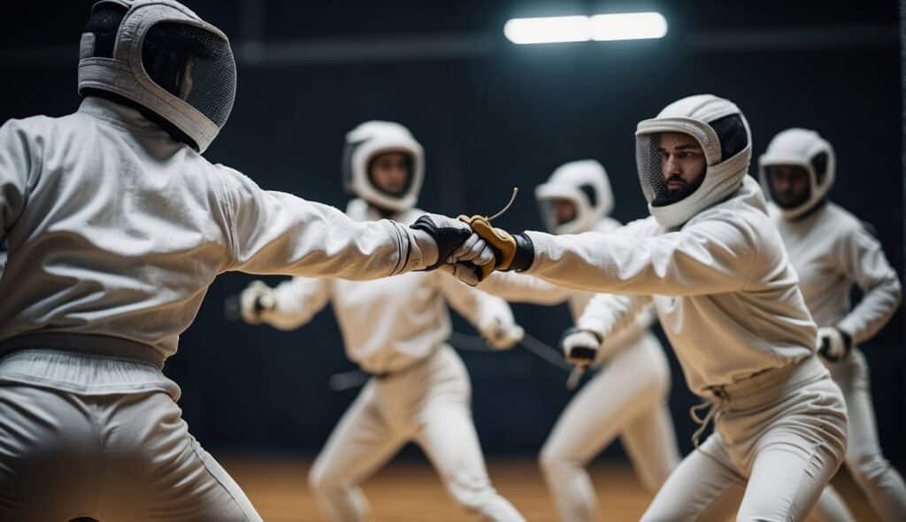 Fencing basics, improving techniques. Dynamic movements, focused training, and precise footwork