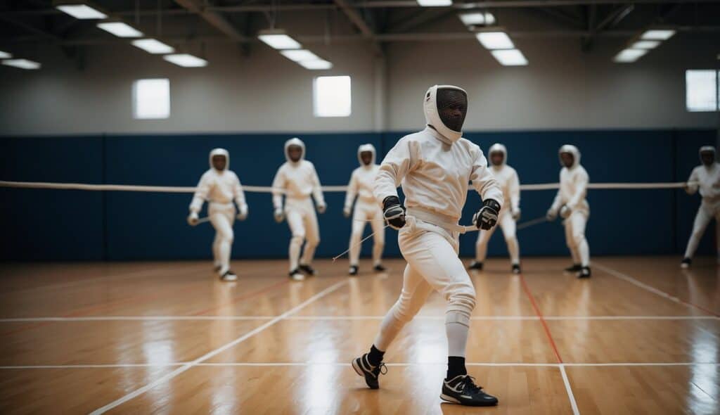 Fencing training to improve techniques. Emphasize footwork, posture, and precision in strikes. Focus on speed and agility